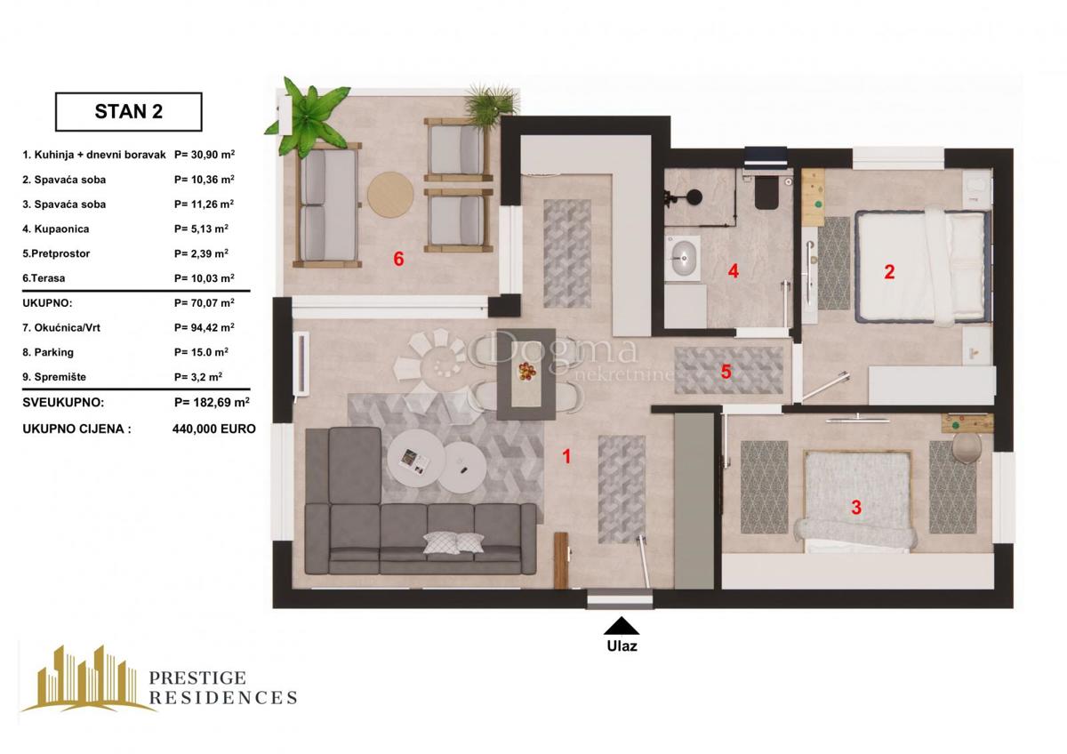 Stanovanje Brodarica, Šibenik - Okolica, 70,97m2