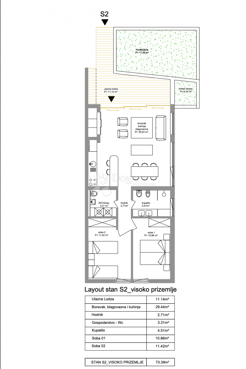Stanovanje Brodarica, Šibenik - Okolica, 73,39m2
