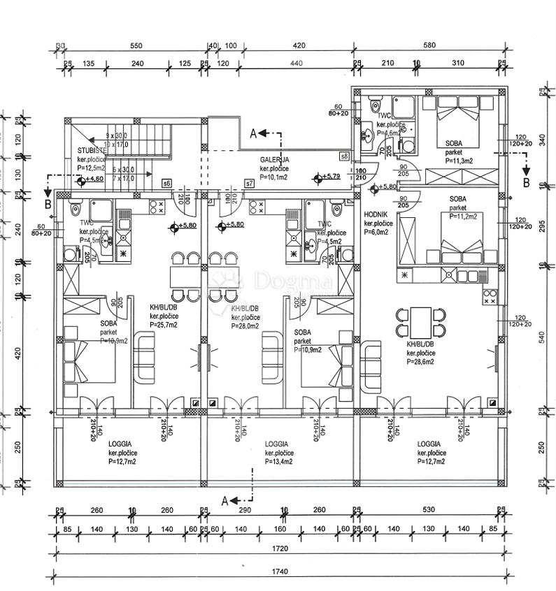Stanovanje Crvene kuće, Zadar, 78,47m2