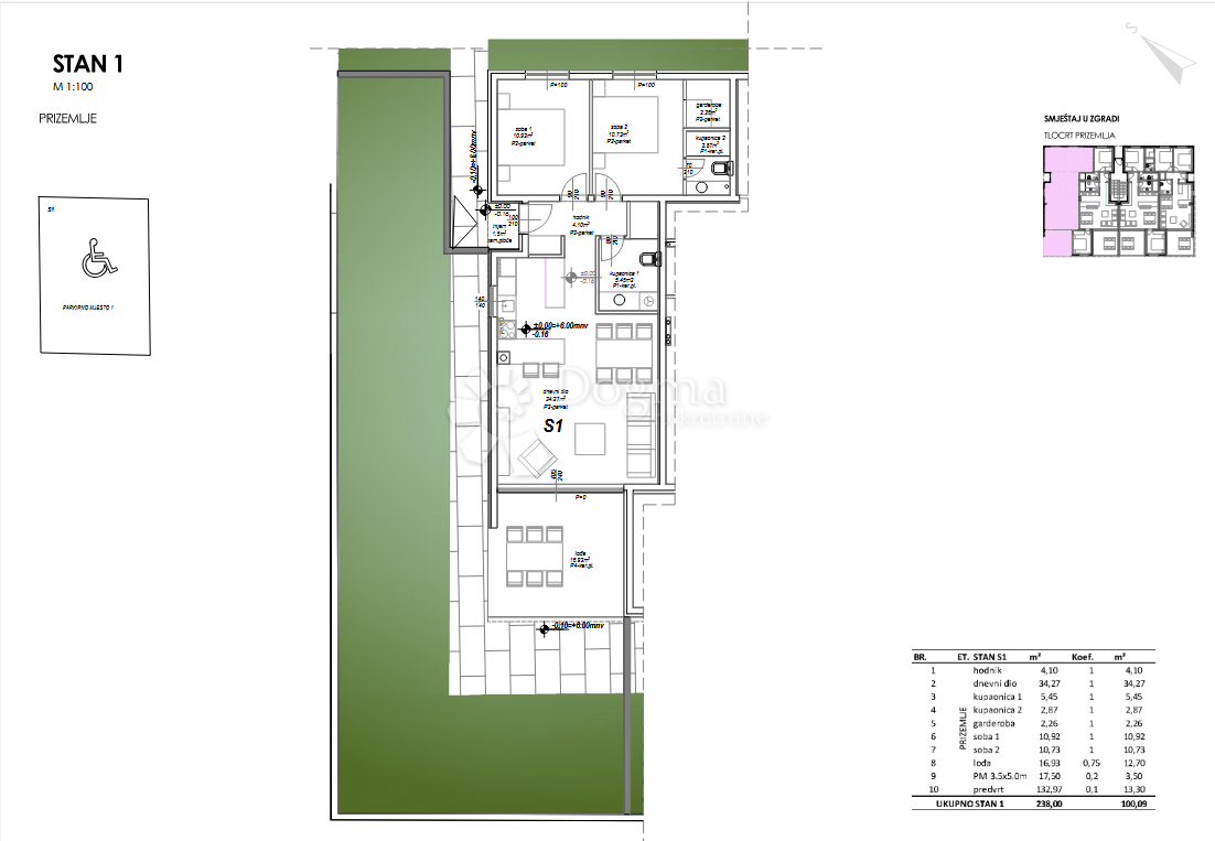Novogradnja Privlaka – pritličje z ložo, 120 m od morja