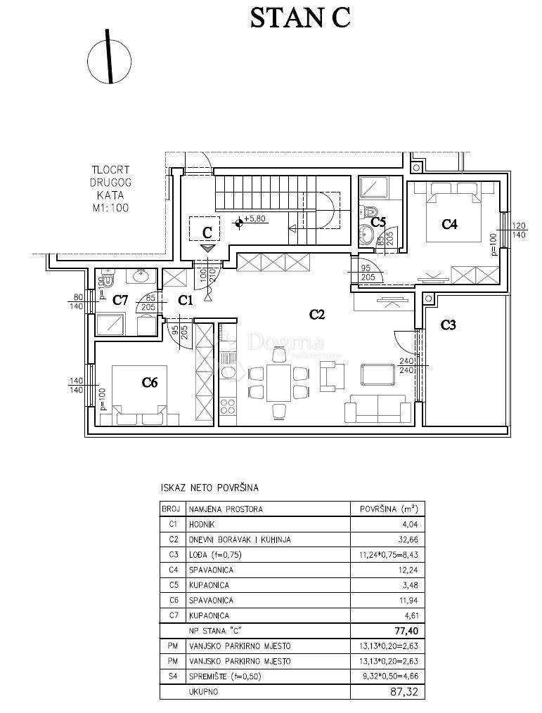 Stanovanje Šijana, Pula, 54,57m2