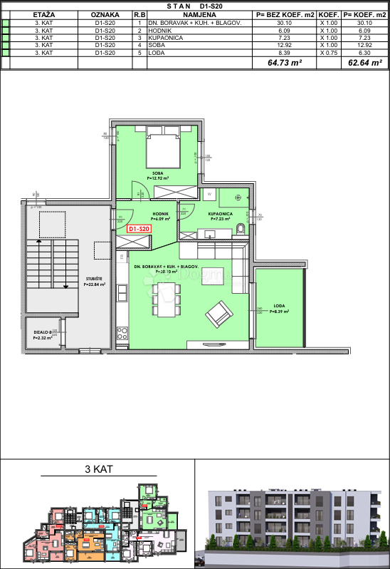 Stanovanje Omiš, 80,52m2
