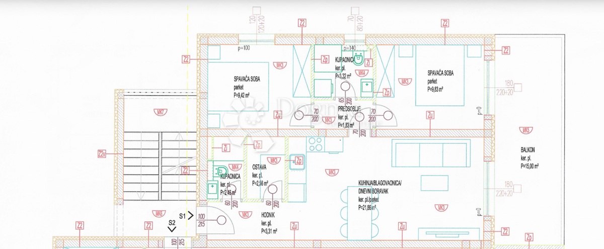 Stanovanje Okrug Gornji, Okrug, 54,59m2