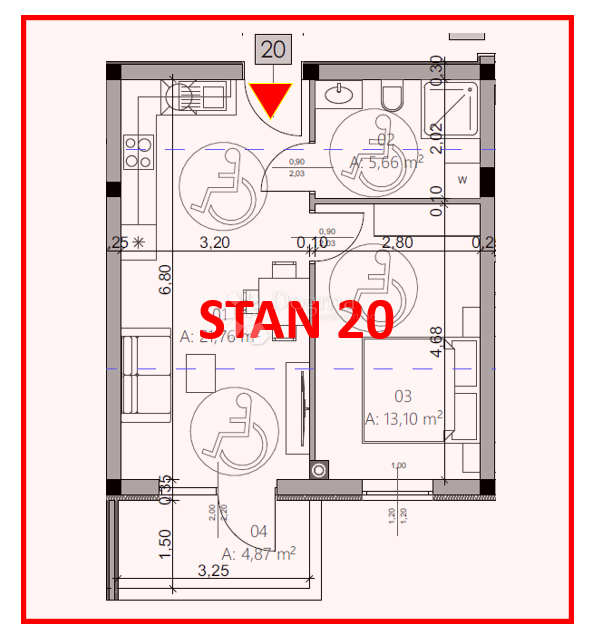 Stanovanje Monvidal, Pula, 54,96m2