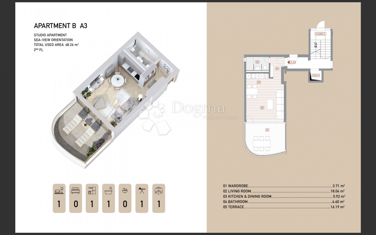 Stanovanje Opatija - Centar, Opatija, 48,30m2