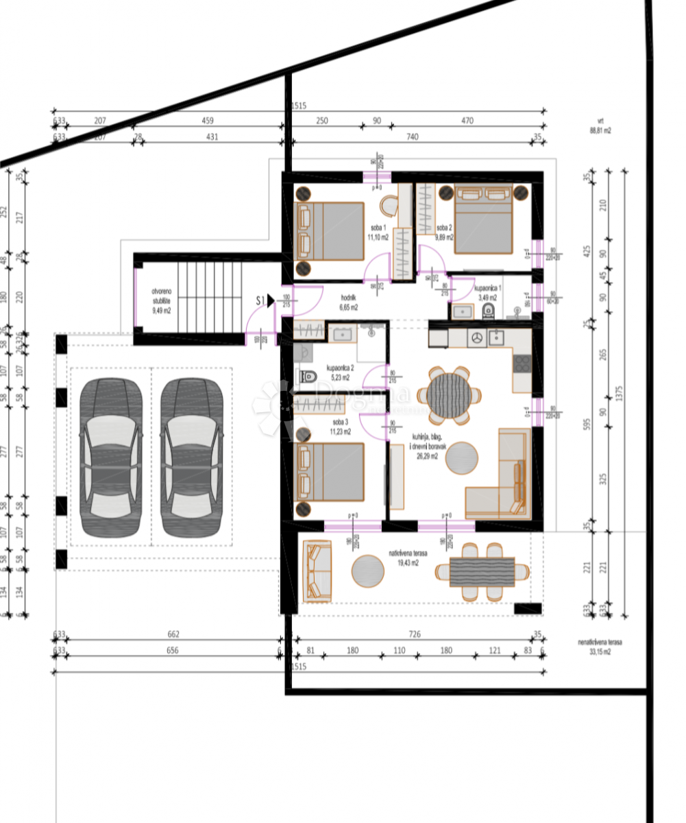 Stanovanje Zaton, Nin, 73,89m2