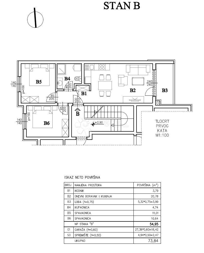 Stanovanje Šijana, Pula, 54,57m2