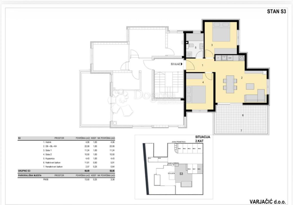 Apartma Novalja, 72m2