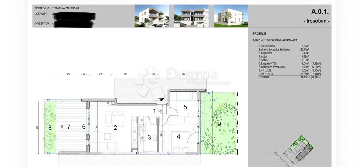 Apartma Gajac, Novalja, 89m2
