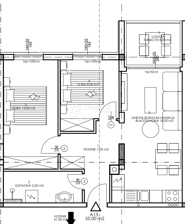 Stanovanje Veli vrh, Pula, 86,50m2