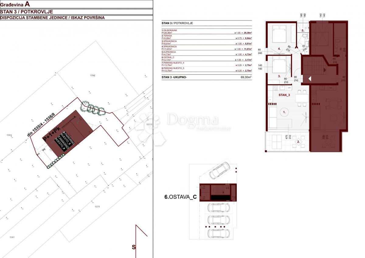 Stanovanje Bibinje, 69,30m2