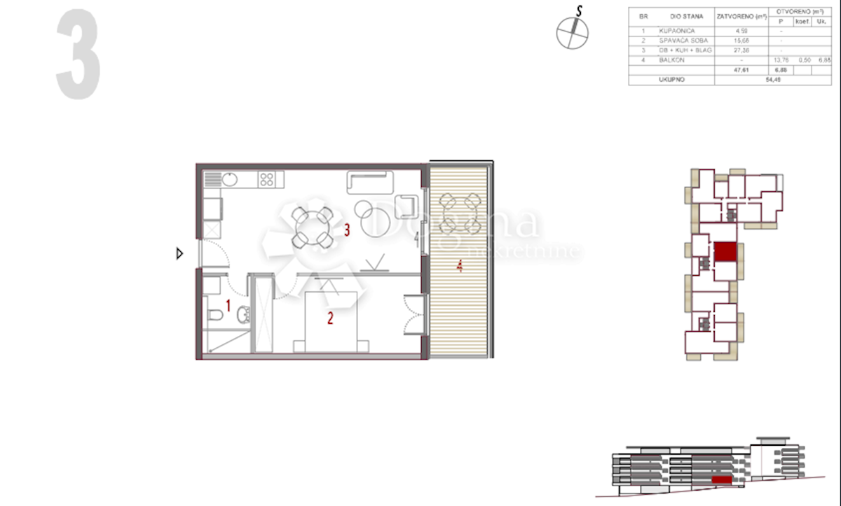 Stanovanje Trogir, 54,49m2