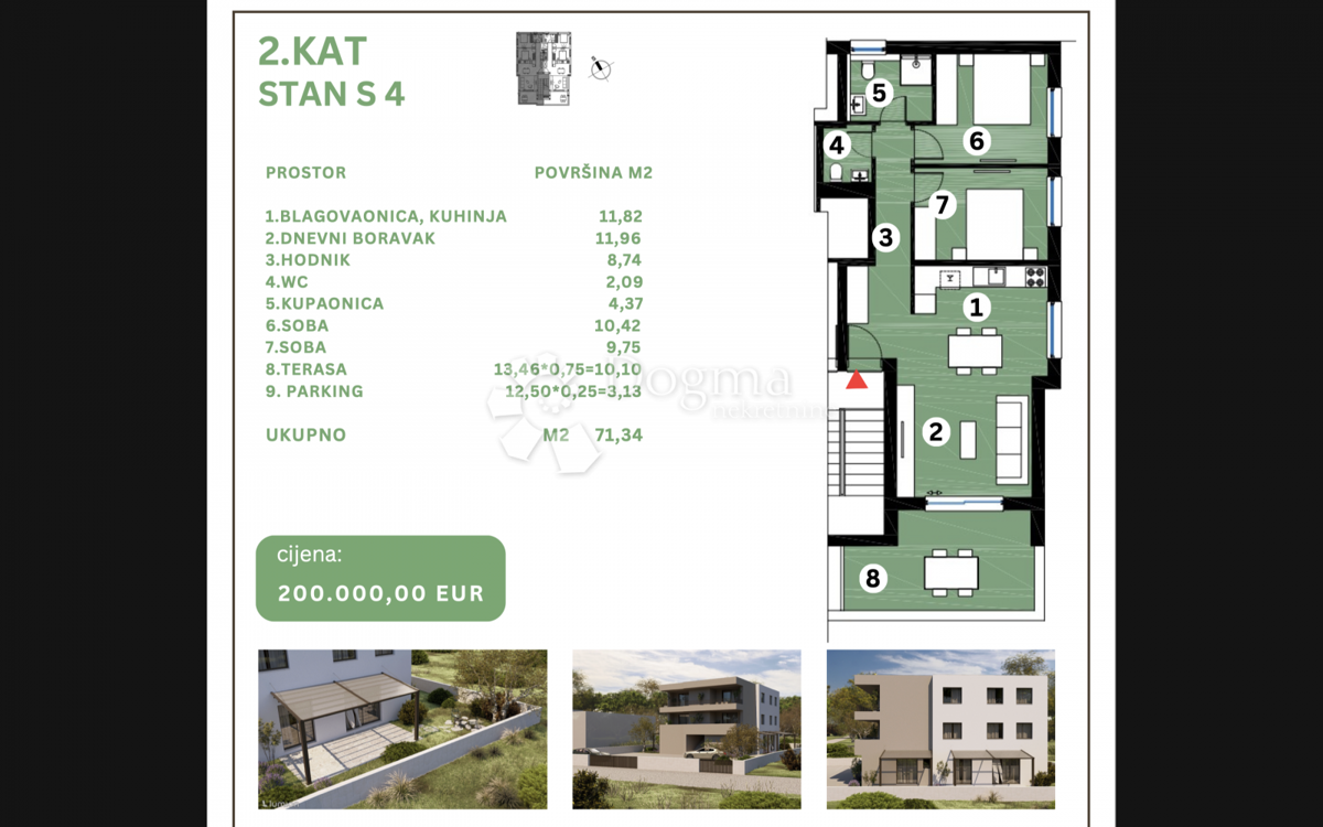Stanovanje Brodarica, Šibenik - Okolica, 58,11m2