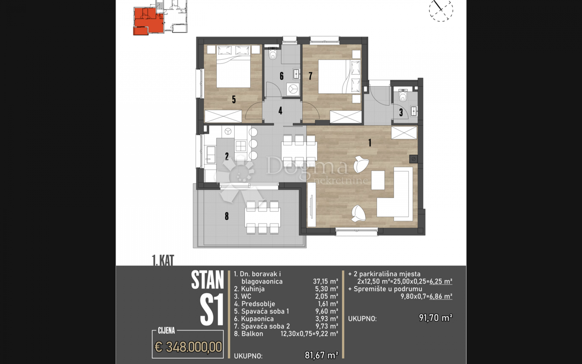 Stanovanje Brodarica, Šibenik - Okolica, 91,70m2