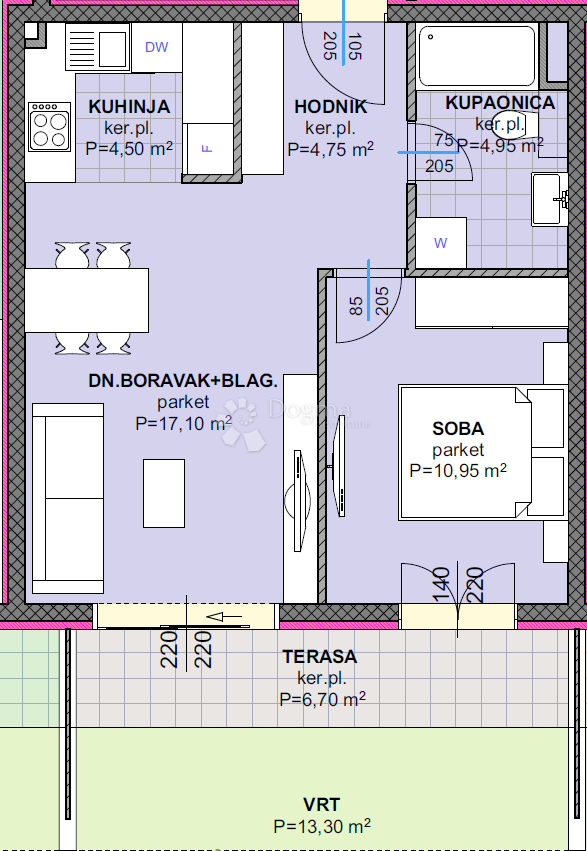 Stanovanje Makarska, 67,52m2