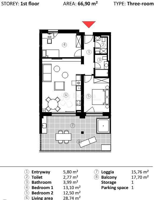 Stanovanje Umag, 66,90m2