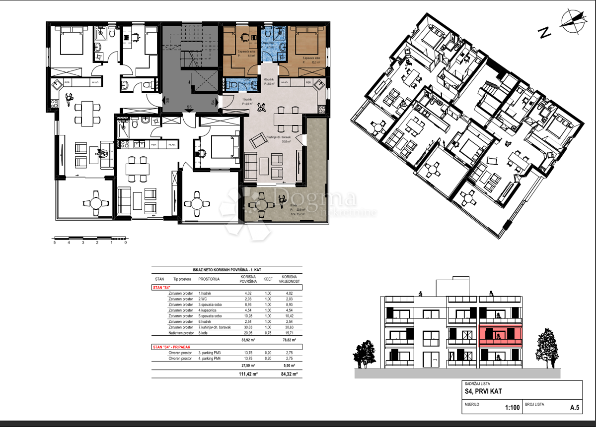 Stanovanje Crvene kuće, Zadar, 60,24m2