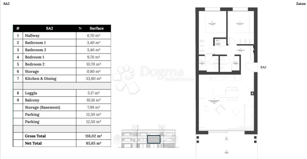 Stanovanje Zaton, Nin, 85,65m2