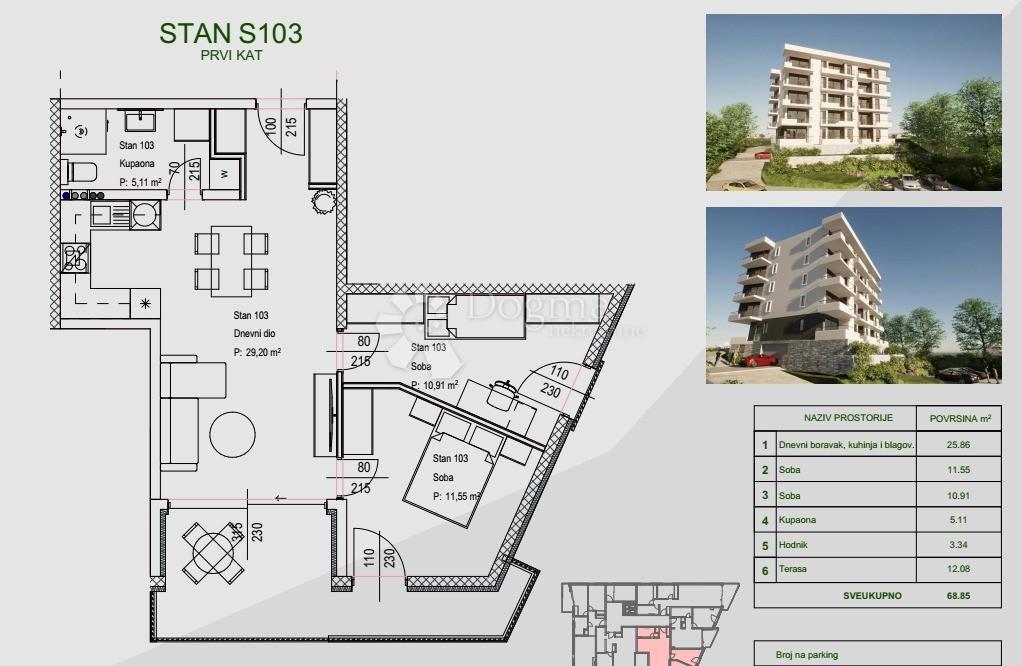 Stanovanje Zamet, Rijeka, 64,11m2