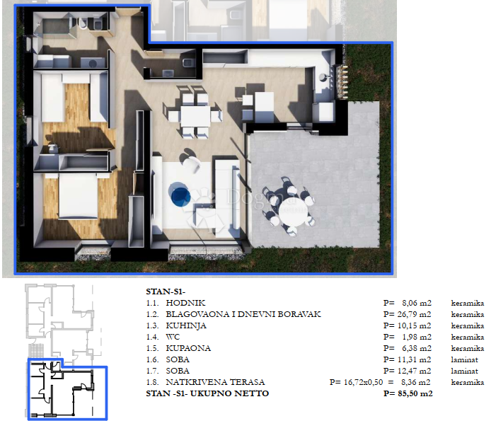 Stanovanje Labin, 85,50m2
