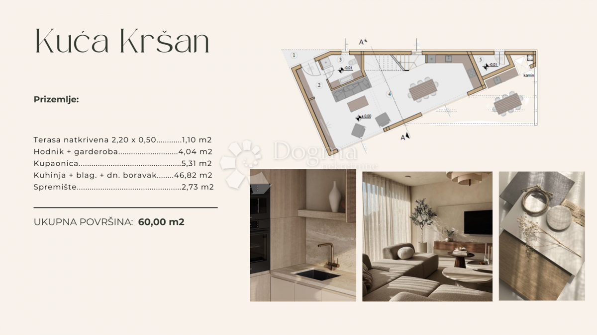 Zazidljivo zemljišče Kršan, 549m2