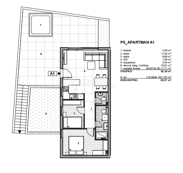 Stanovanje Arbanija, Trogir - Okolica, 65,27m2