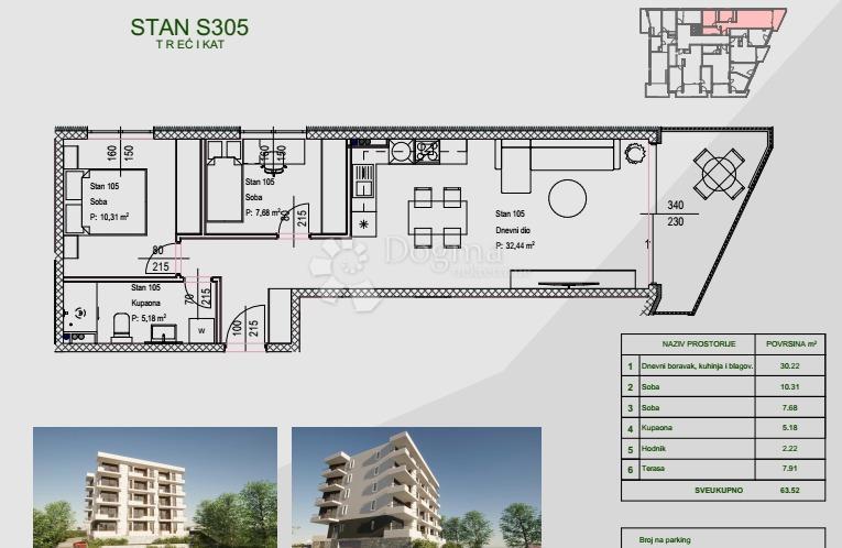 Stanovanje Zamet, Rijeka, 64,11m2