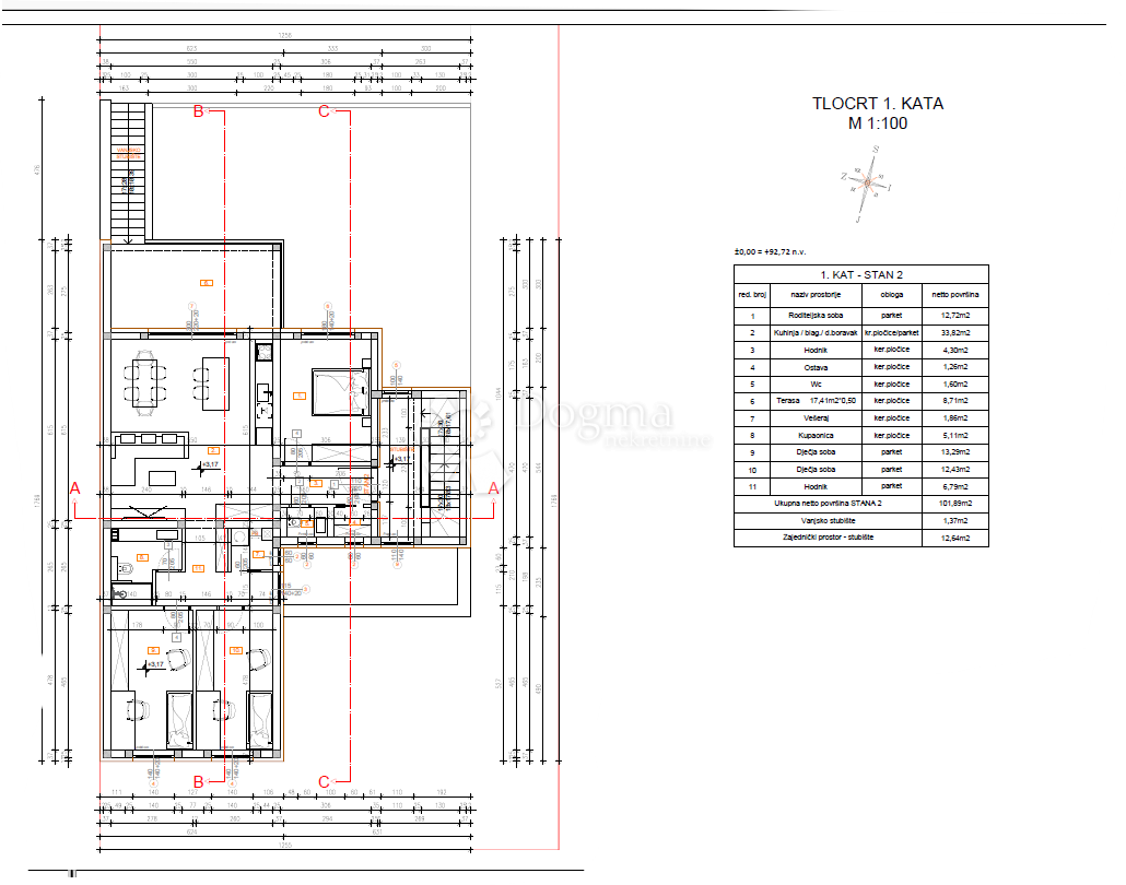 Stanovanje Čepin, 97,54m2