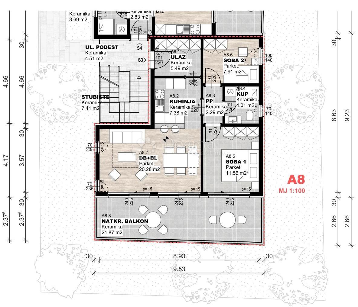 Stanovanje Povljana, 55,22m2