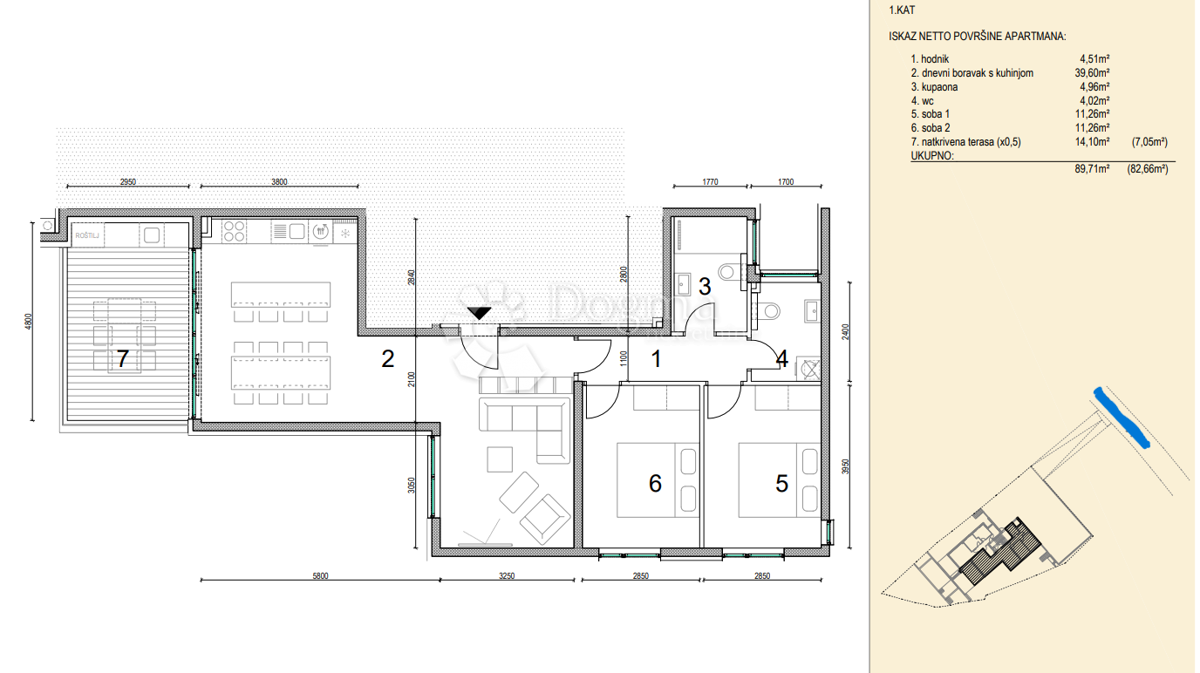 Stanovanje Novalja, 69,08m2
