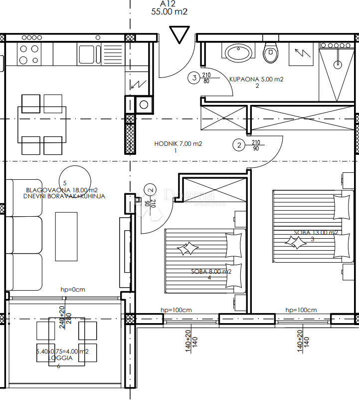 Stanovanje Veli vrh, Pula, 86,50m2