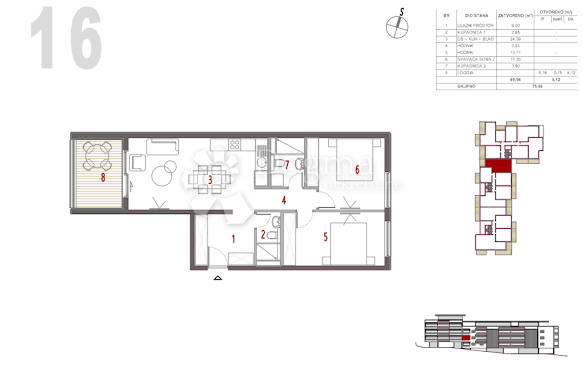 Stanovanje Trogir, 75,66m2