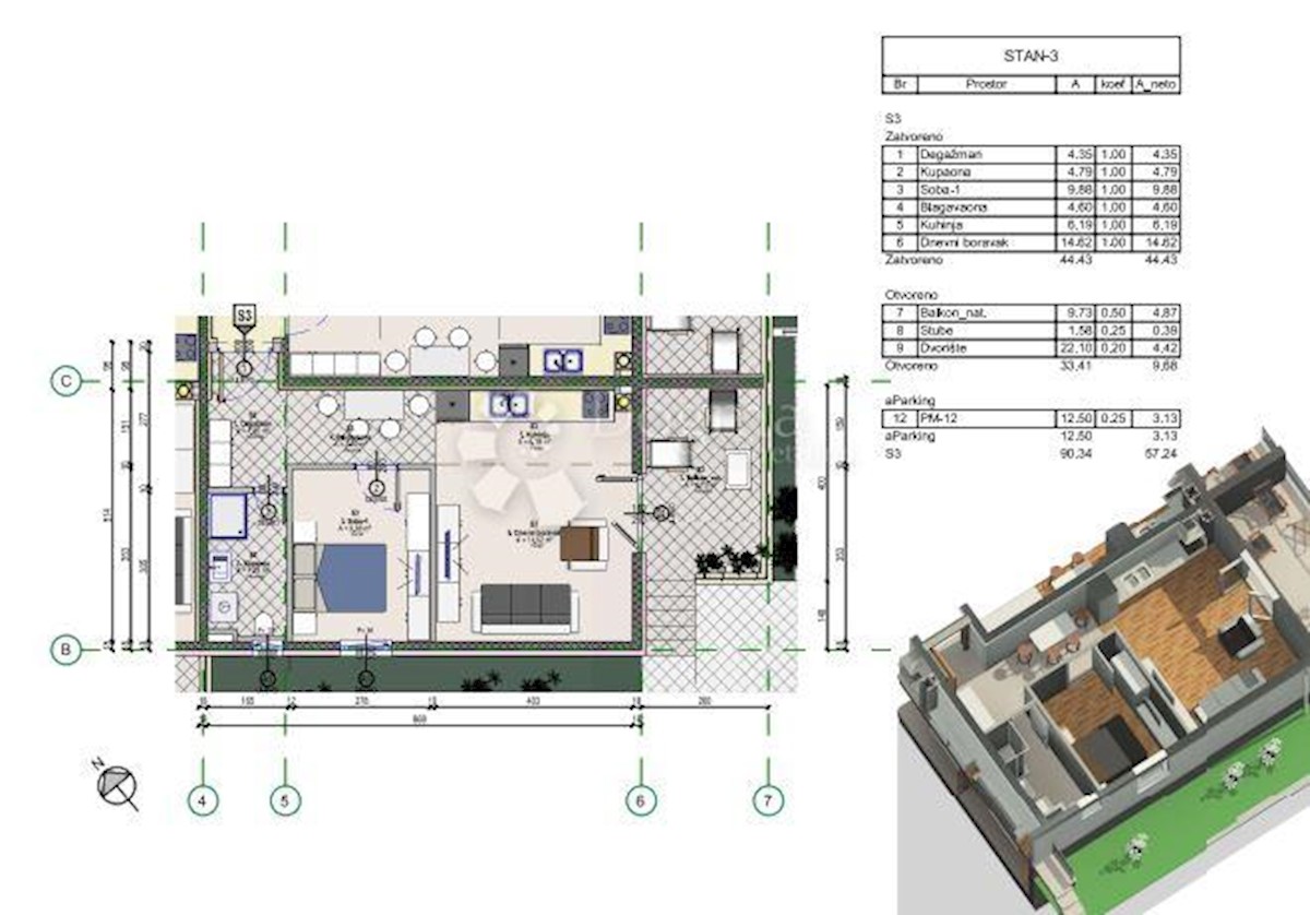 Stanovanje Povljana, Pag, 48,75m2