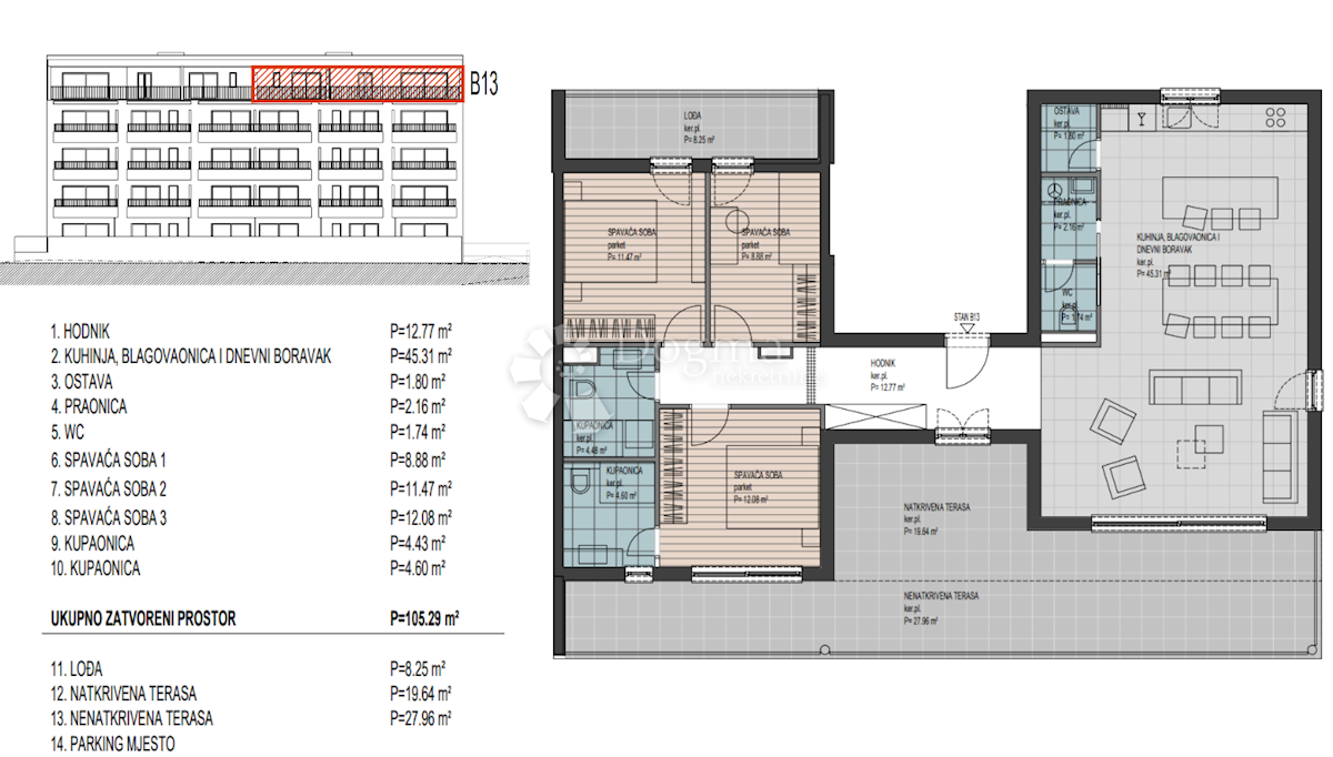 Stanovanje Trogir, 57,23m2