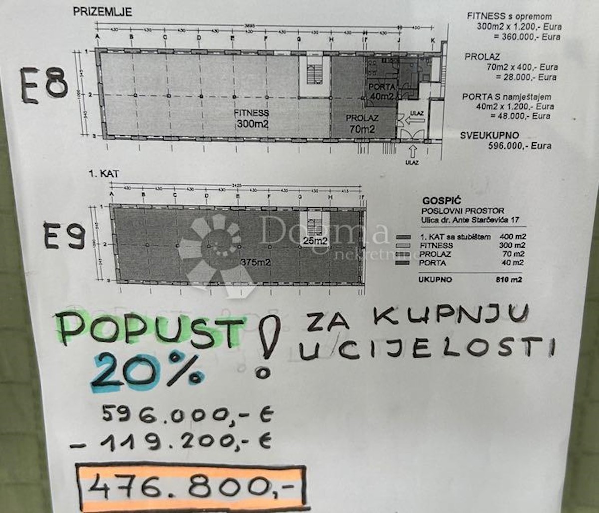 Poslovni prostor Centar, Gospić, 810m2