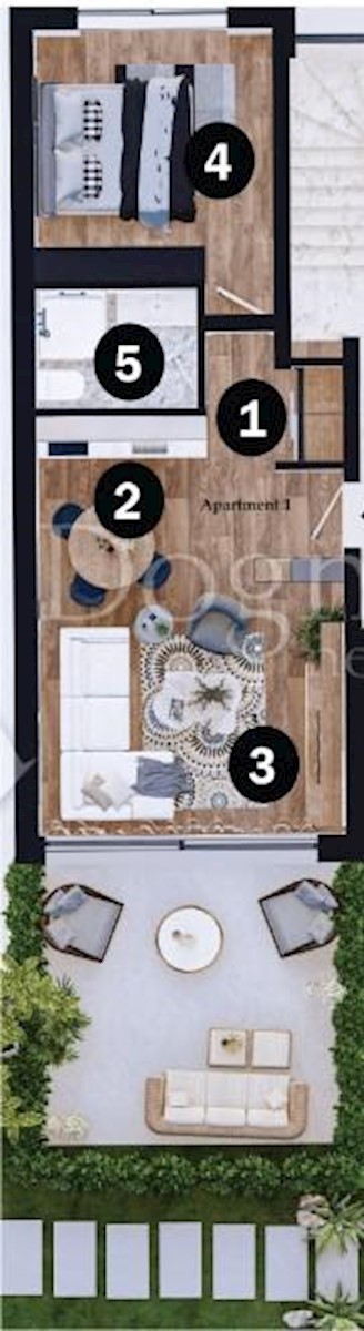Apartment with garden in a luxury resort