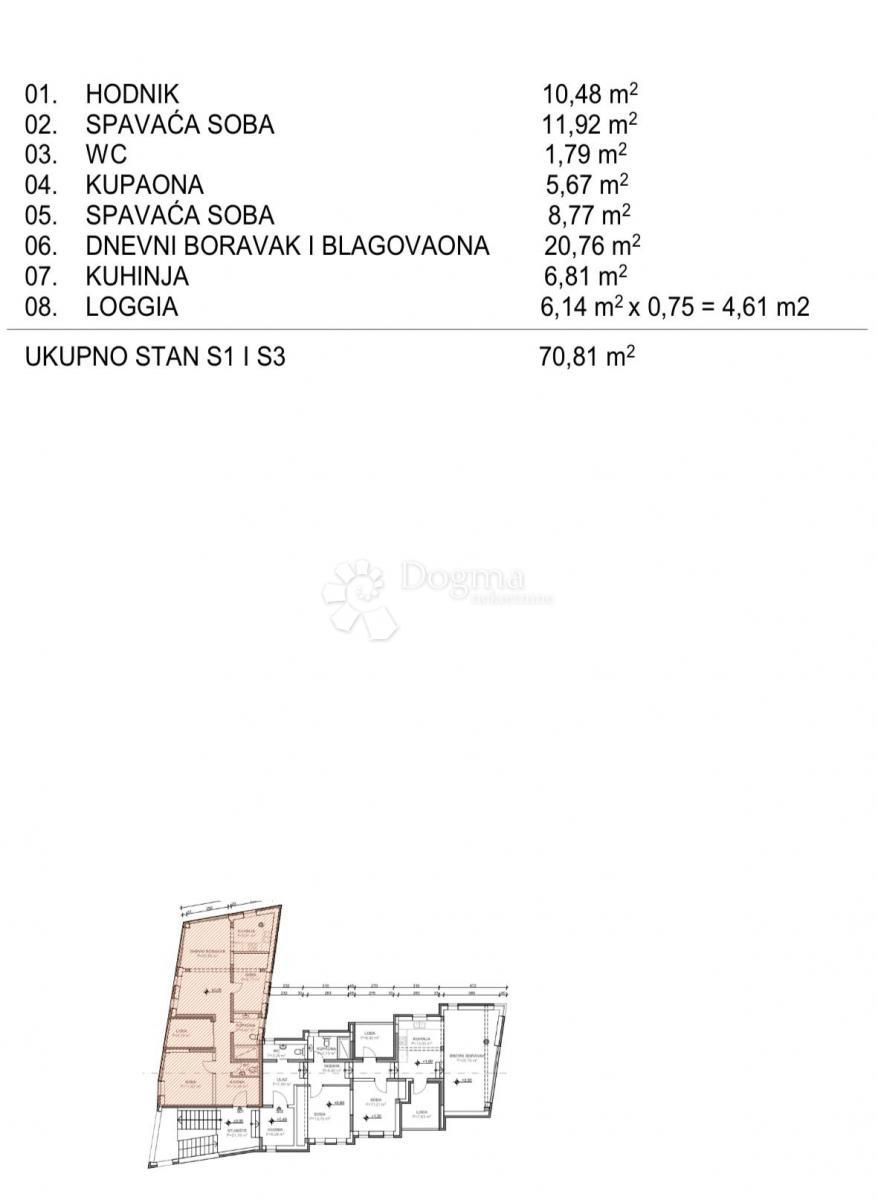 Stanovanje Šestine, Podsljeme, 70,81m2