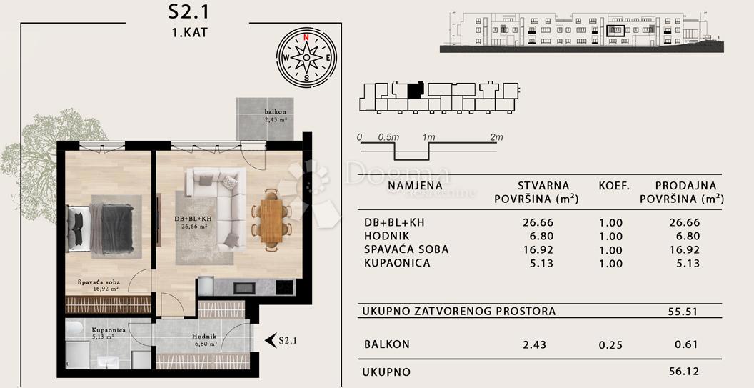 Stanovanje Sveta Klara, Novi Zagreb - Zapad, 48,28m2