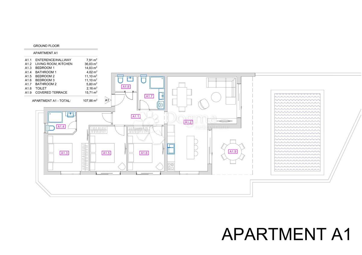 Apartma Vrbnik, 107,86m2