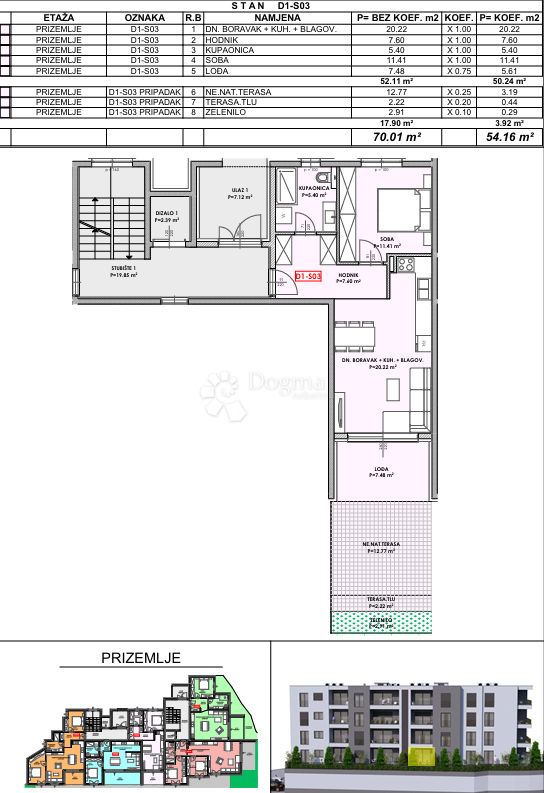 Stanovanje Omiš, 80,52m2