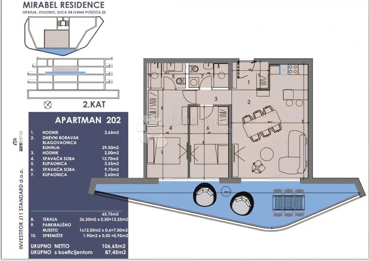 Stanovanje Volosko, Opatija, 89m2