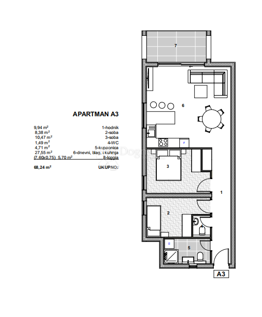 Stanovanje Arbanija, Trogir - Okolica, 75,58m2