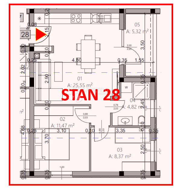 Stanovanje Monvidal, Pula, 54,96m2