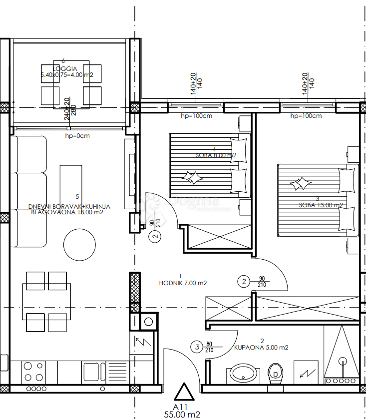Stanovanje Veli vrh, Pula, 86,50m2