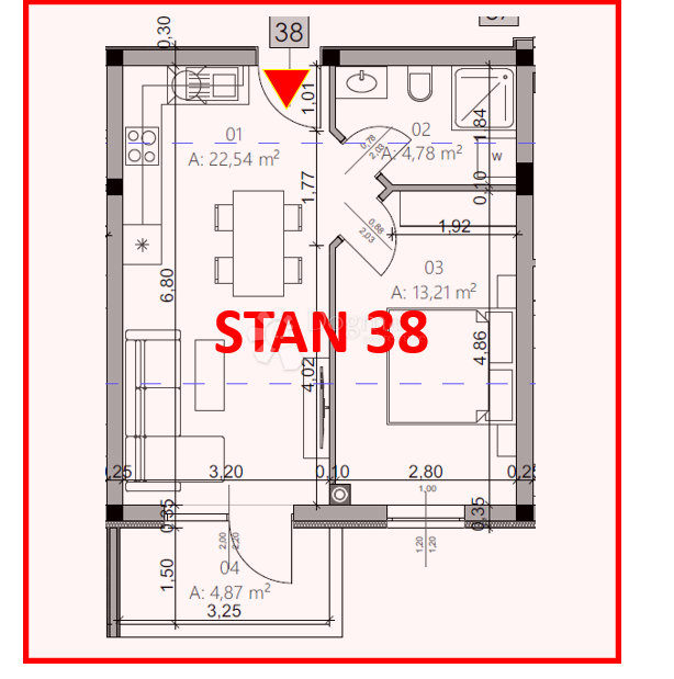 Stanovanje Monvidal, Pula, 54,96m2