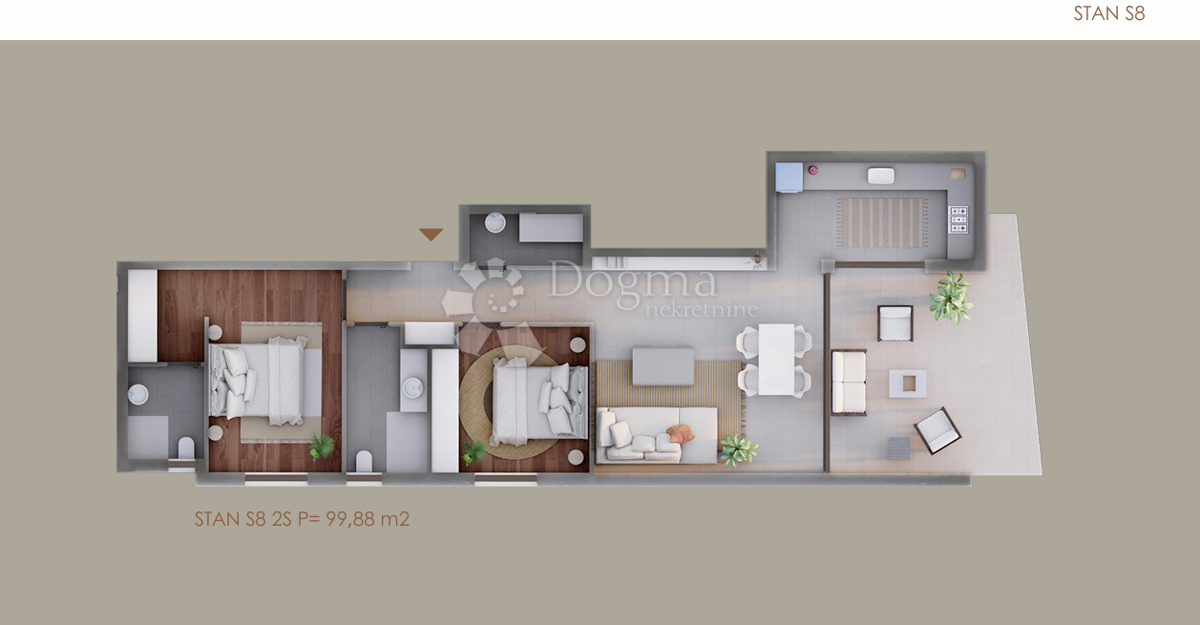 Stanovanje Privlaka, 99,88m2