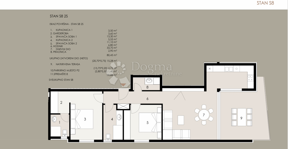 Stanovanje Privlaka, 99,88m2