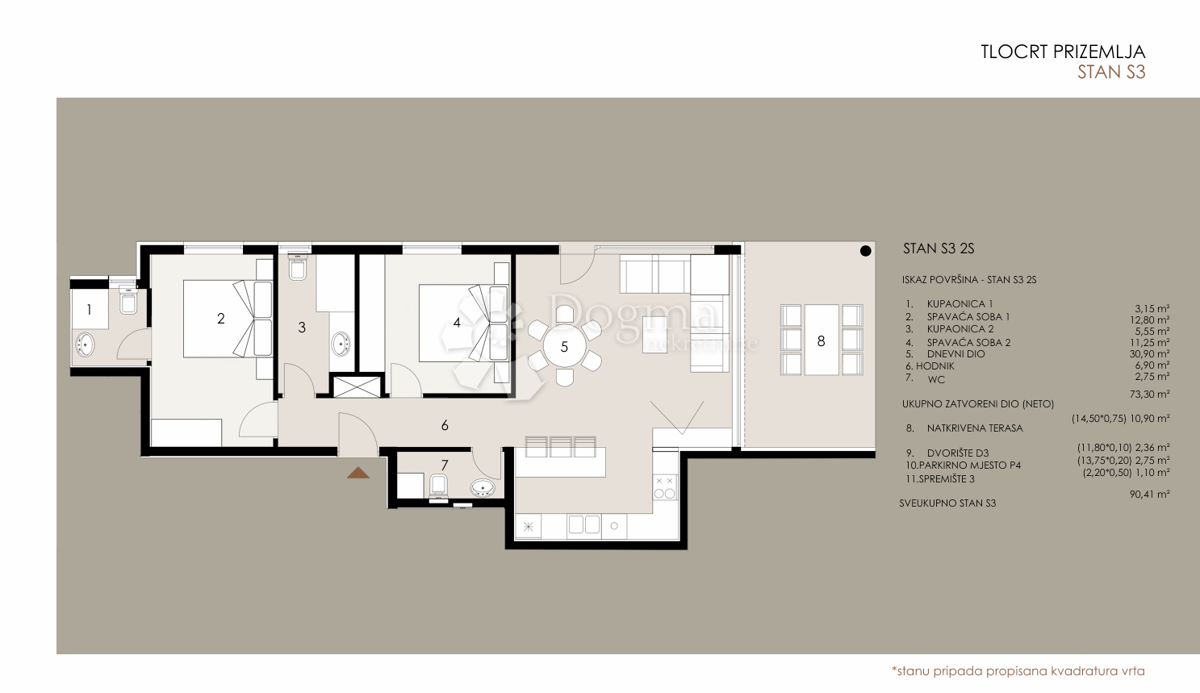 Stanovanje Privlaka, 90,41m2