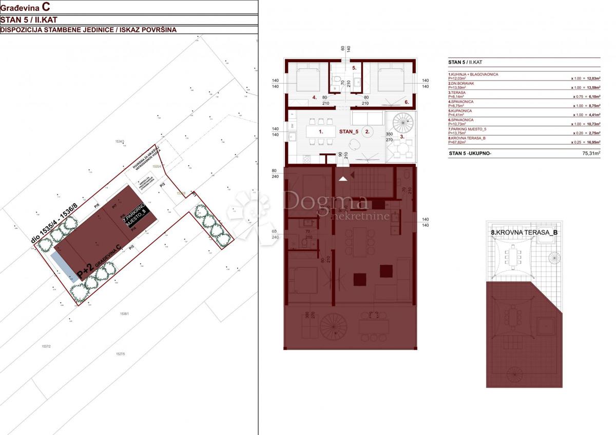 Stanovanje Bibinje, 75,31m2