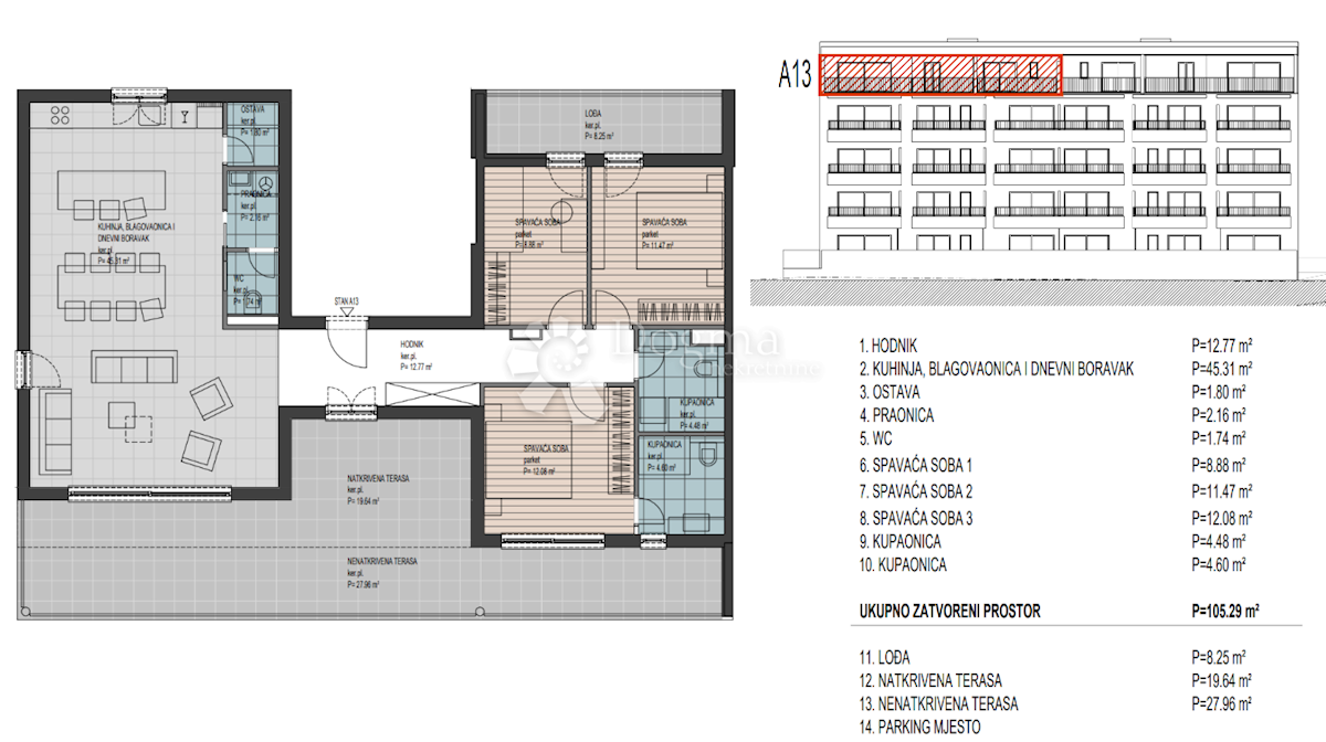 Stanovanje Trogir, 57,23m2